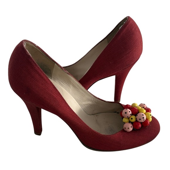 Marc Jacobs Shoes - Vintage Marc Jacobs Canvas Pumps Beaded Flower - Size 7.5 Made in Italy Y2K